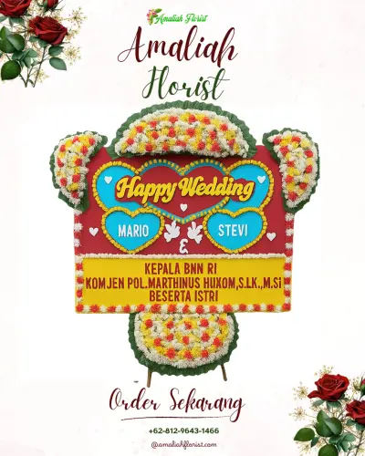 Karangan Papan Bunga Pernikahan di Lekobalo